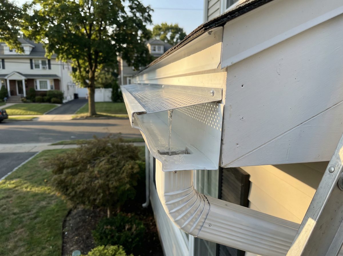 After gutter replacement in Lodi NJ - new seamless gutters by Lumii Roofing