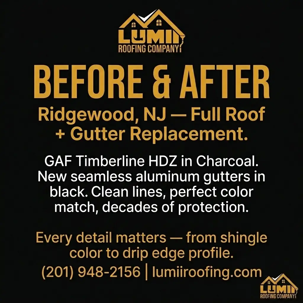 Side-by-side before and after of a Northern NJ roof transformation
