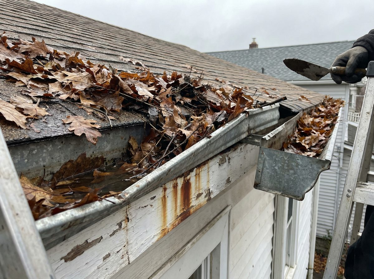 Before gutter replacement in Lodi NJ - old damaged gutters