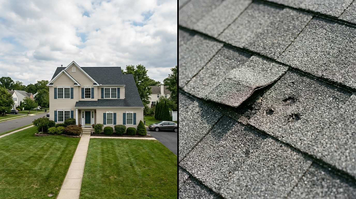 Hidden roof storm damage after a Northern NJ thunderstorm